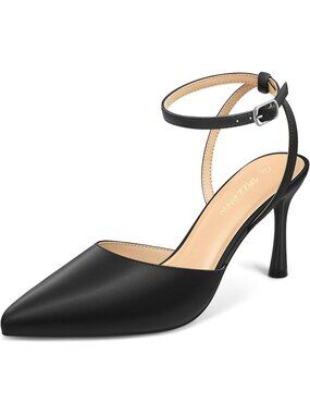 Women's Black PU Cienna High Heels Sexy Stiletto Pumps Closed Toe Mesh Sparkly